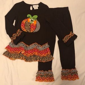 Thanksgiving Holiday Pumpkin Girls Matching Set